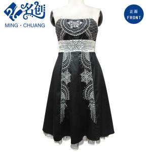 Black Ladies Evening A-Line Dress Fashion Beading